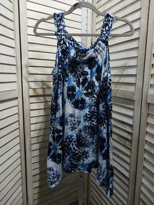 Новые направления женская блузка размер L синий белый дизайн акула укус кромки бак косы - Изображение 1 из 4