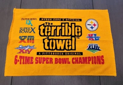 Pittsburgh Steelers NFL Myron Cope Oficial Terrible Toalla 6 Superbowls  Foto 1 de 4