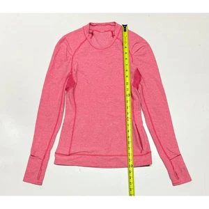 Lululemon Think Fast Pink Heathered Long Sleeve Thumbhole Zip Pocket Size 4 - Picture 1 of 3