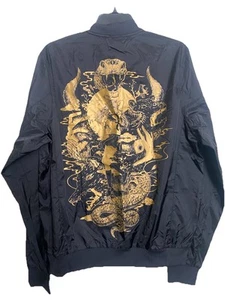 Chaqueta Bomber Omocat Bad Habits Nylon Negra Transparente Anime Cremallera Completa Talla Mediana - Imagen 1 de 7
