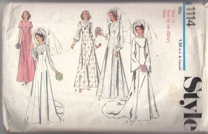 SEWING PATTERN 70s WEDDING DRESS WITH TRAIN & BRIDESMAID STYLE 1114 32.5"B M10 - Picture 1 of 2