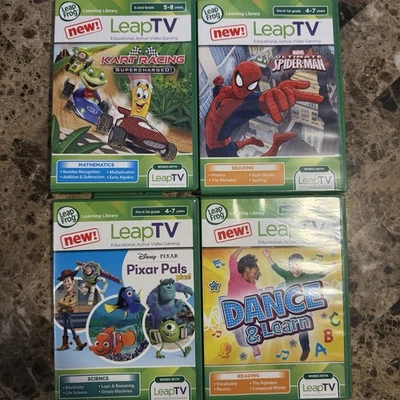 Leap Frog Leap TV Lot of 4 Spiderman, Pixar pals, Kart Racing And Dance & Learn - Image 1 of 4