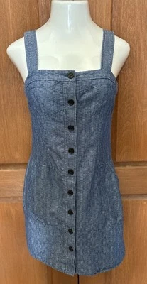 Vestido Derek Lam Design Nation Azul Estilo Jersey Cambray Botón Delantero Talla 8 Foto 1 de 4