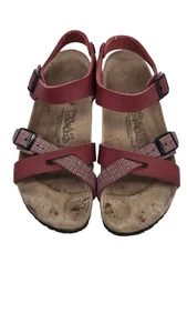 Birki’s By Birkenstock Lillie Sandals Red Plaid Strappy Women’s Size 38 US 7.5 - Picture 1 of 10