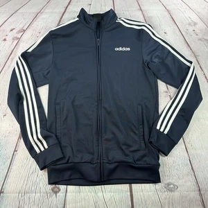 Adidas Originals Navy Blue Track Jacket With White Zip Up Stripes Size Small - Picture 1 of 9
