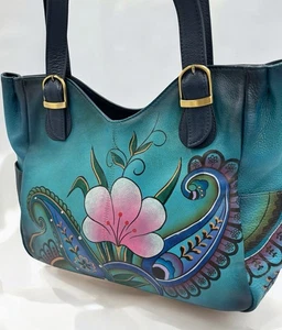 Anna by Anushka Peacock Blue Paisley shoulder bag Purse 8065 leather MSRP $234 - Picture 1 of 21