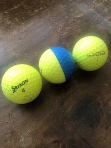 Golf Ball Four Pack. (Yellow, Yellow Half Blue.) Srixon, Pinnacle. - Picture 1 of 4