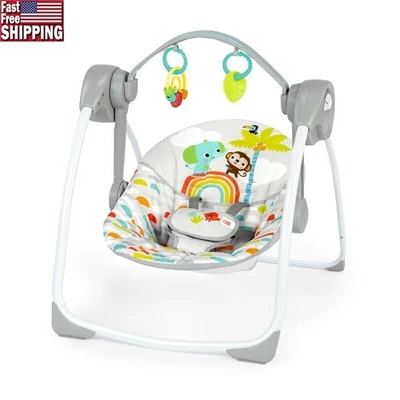 Columpio portátil para bebé compacto con 10 melodías 6 velocidades asiento reclinable juguetes unisex Foto 1 de 4