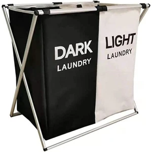 Large Laundry Basket, 2/3 Section Foldable Dirty Clothes Hamper for Laundry, ... - Picture 1 of 7