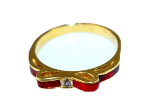 18K GELBGOLD HIDALGO ROT EMAILLE DIAMANT VORSTECKBAR BAND SCHLEIFE RING GRÖSSE 6,75 - Bild 1 von 8