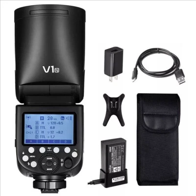 US Godox V1N V1-N 2.4G TTL HSS Round Head Camera Flash Light Speedlite For Nikon - Image 1 of 4