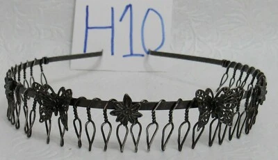 Metal Comb Headband with Beads New Black Rhinestones  - Image 1 of 4