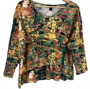 T-shirt donna Mirror Image XL T-shirt perline grafica astratta artistica manica 3/4 - Foto 1 di 23