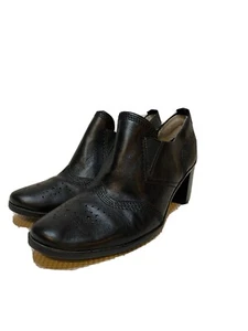 Janet D. Womens Ankle Boots Size 38.5 Black Leather Heel - Picture 1 of 6