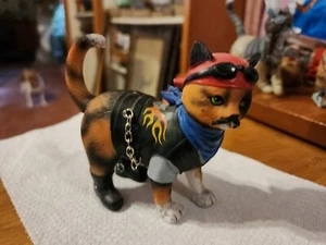 The Hamilton Collection Live Fur-ee & Ride Hard Biker Cat 'Fish Breath'  - Picture 1 of 8