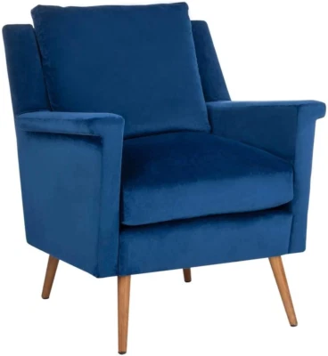 Home Astrid Navy and Natural Oak Mid-Century Arm Chair - Image 1 of 4