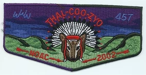 ORDER OF THE ARROW FLAP - THAL-COO-ZYO - OA LODGE# 457 - S52 - NOAC 2002 - Picture 1 of 1