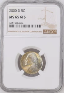 :2000-D 5C JEFFERSON-NICKEL GEM-BU NGC-MS-65-6FS RARE LOW-POP HIGHEST-GRADES - Picture 1 of 2