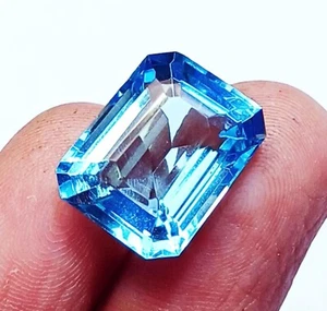Brazilian Aquamarine Emerald Cut 8.65 Ct Certified Loose Gemstone With Free Gift - Picture 1 of 7
