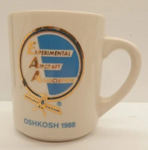 Vintage Experimental Aircraft Association Coffee Mug White Oshkosh WI 1988 - Picture 1 of 4