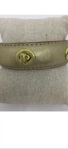 COACH GOLDTONE METALLIC LEATHER TURNLOCK BANGLE BRACELET - Picture 1 of 6