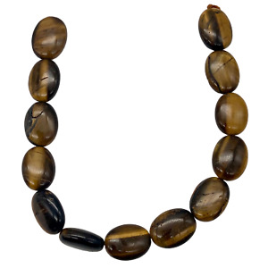 Wildly Exotic Tigereye Oval Coin Bead 8 inch Strand | 16x12x6mm | 13 Beads |