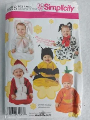 Simplicity 3558 Babies' Bunting and Hat Halloween Costume Pattern . Sz XXS-L - Image 1 of 2