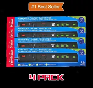 Sunbeam Advanced 7 Outlet Power Strip with Surge Protector 4 PACK *BRAND NEW!* - Picture 1 of 2