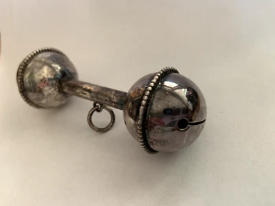 Sonajero bebé placa plata vintage Foto 1 de 4