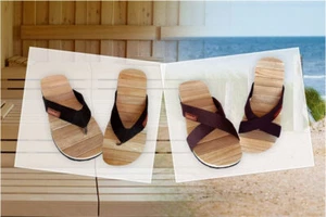 CINNEA® Sauna Bade-Latschen Wellness Zimtholz Sandalen Damen Herren Gr. 36 - 47 - Bild 1 von 18