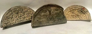 3 fragmentos de molde de fundición de cerámica china c. dinastía Han y Qing - Imagen 1 de 10