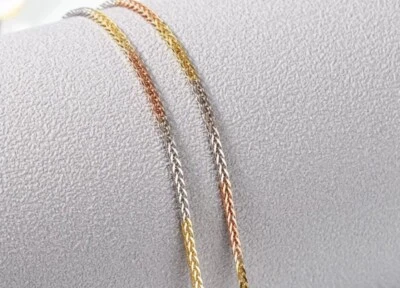 Pure 18K Multicolor Gold Au750 Lucky Round Wheat Link Chain Necklace 45cm/17.7in - Image 1 of 4