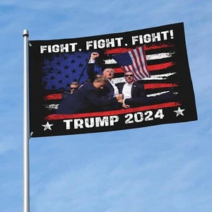 Bandiera Trump Shooting Fight Presidente Trump 2024 giardino esterno cortile 3x5 piedi - Foto 1 di 7