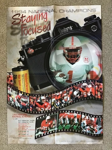 1995 Nebraska Cornhusker Football Schedule Poster - Phillips,Frazier, Berringer Cover