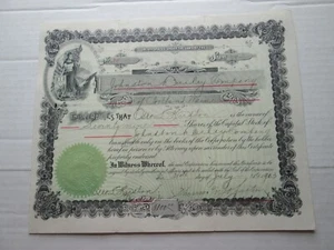  ONE (1) 31 ST JULY 1903 JOHNSTON BAILEY COMPANY STOCK CERTIFICATE, PORTLAND, ME - Picture 1 of 3