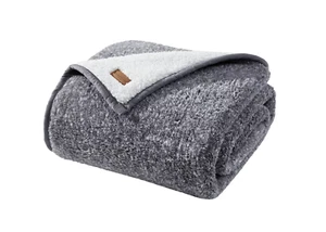 Koolaburra by UGG Wiona Melange Sherpa Throw 50 x 70 grigio pietra NUOVO - Foto 1 di 3
