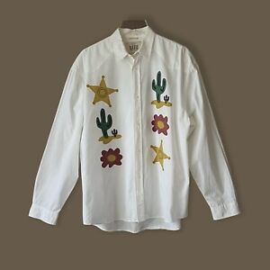 Vintage western Classic Forever Radio Clothing Company  crisp White Shirt Sz.L