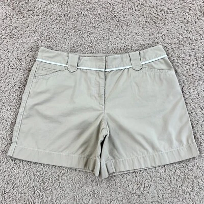 Pantalones Cortos Chinos ANN TAYLOR Beige Tiro Medio Frente Plano Para Mujer 4 Bordes en Contraste Clásicos Foto 1 de 4