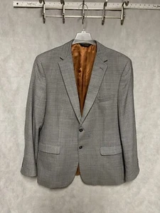 Jos A Bank Blazer Men Size 46L Gray Check Joseph Flannel Slim Coat Jacket Luxury - Picture 1 of 13