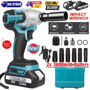 1/2" Electric Wrench Cordless Brushless Impact Rattle Gun Drill Kit Battery - Picture 1 of 18