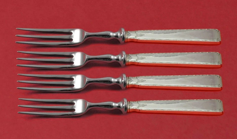 Old Lace by Towle Sterling Silver Fruit Fork Set 4-piece HH WS Custom Made 6" - Image 1 of 2