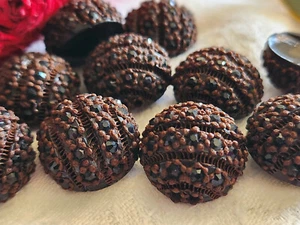 Lot  6 boutons vintage parurier resine strass verre marron bombé 1,8 cm ref 3343 - Picture 1 of 3