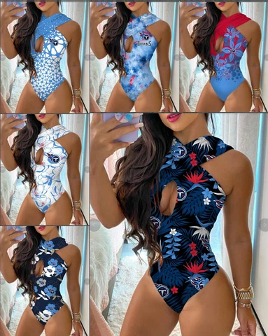 Tennessee Titans One Piece Halter Neck Bathing Suit Cutout Swimsuit Fans Gift Cover
