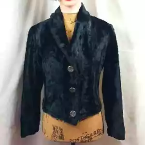 Giacca Corta Vintage Nera Ecopelliccia Velluto, Blazer Elegante Taglia S - Foto 1 di 5