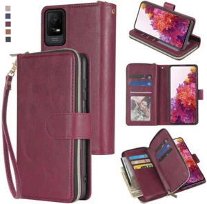 For TCL Ion X Wallet Case 9Card Zipper Slots Kickstand Flip Leather Phone Case - Picture 1 of 42
