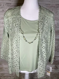 Canottiera donna verde giacca Alfred Dunner doppio set e collana taglia small nuova con etichetta - Foto 1 di 11