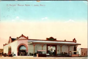 JUAREZ, MEXICO - EL MERCADO - MEXICAN MARKET - USED OLD POSTCARD - Picture 1 of 2