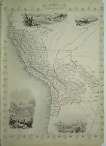 More details for antique map of peru and bolivia by john tallis 1851