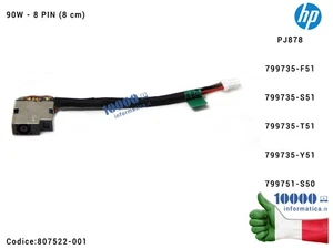 Connettore DC Power Jack PJ878 HP Pavilion 15-EG 15-EH x360 13-S 17-W 15T-BC 15- - Zdjęcie 1 z 1