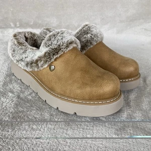 BOBS from Skechers Shoes Womens Size 8.5 Tan Faux Fur Lined Memory Foam Clog NEW - Picture 1 of 12